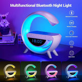 LED Wireless Phone Charger, Bluetooth Speaker, Alaram Clock, Atmosphere Night Light Al- in-One LED Table Lamp for Home and Office BT-3401 - New