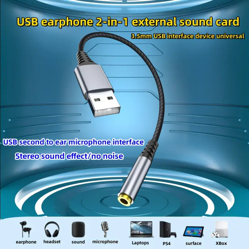 USB Audio Adapter USB External Sound Card USB To Jack Audio Adap