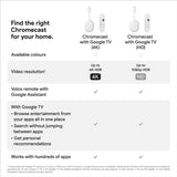 Google Chrome Cast with Google TV 4K Streaming Stick with Voice Search GA01919-CA