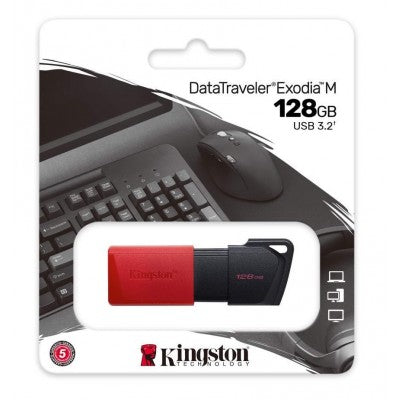 Kingston 128 GB USB-A Drive DataTraveler Exodia M DTXM/128GBCR USB 3.2 - New