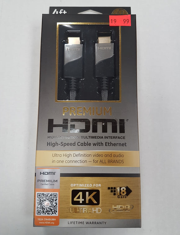 Premium HDMI Cable optimized for 4K UltraHD HDR Multimedia Interface 4 feet 1.2m - New - Razzaks Computers - Great Products at Low Prices