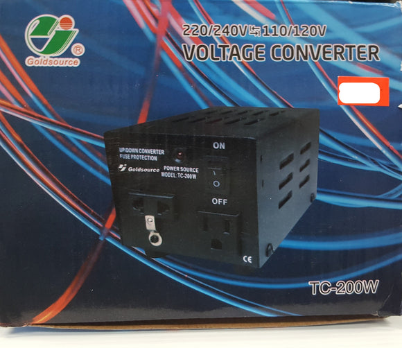 Goldsource TC-200W Voltage Converter 220/240V to/from 110/120V, 200 Watts - NEW - Razzaks Computers - Great Products at Low Prices
