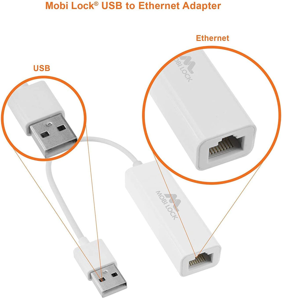USB 2.0 to LAN Adapter Connect USB to Cable New