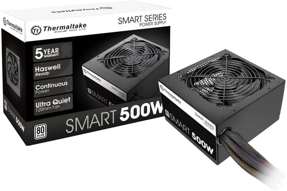 Thermaltake Smart 500W ATX 12V V2.3/EPS 12V 80 Plus Certified Active PFC Power Supply PS-SPD-0500NPCWUS-W Power Supply - Razzaks Computers - Great Products at Low Prices