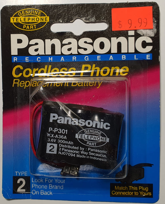 Panasonic - Cordless Phone Battery - 3.6V 300mAH - Type 2 - Ni-Cd