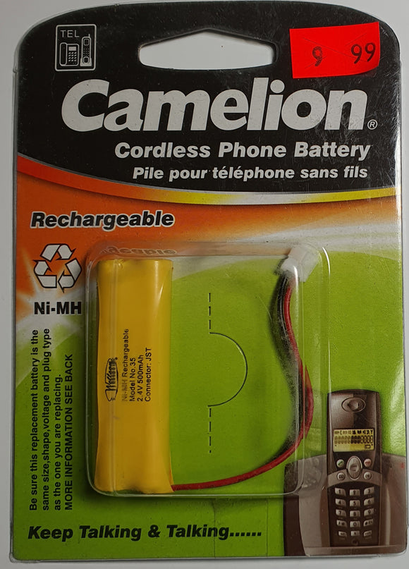 Camelion - Cordless Phone Battery - 2.4V , 500mAH - Model no 35 - JST - Ni-MH