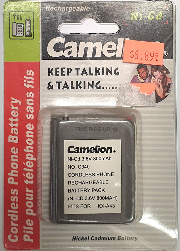 Camelion - Cordless Phone Battery - 3.6V , 800mAH - Ni-Cd For KX - A43
