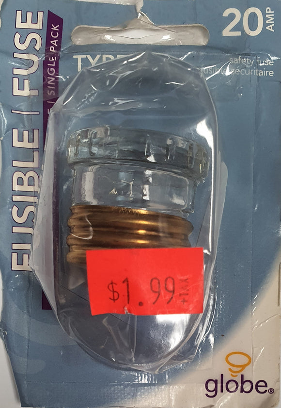 Globe - Type P Fuse - 20A - Glass