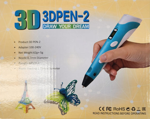 3D Pen-II Printing Pen for Kids, Creative 3D Drawing Pen with 6 Colors PLA Filaments, LCD Display, USB Powered, 3D Craft Pen DIY Birthday Holiday Christmas Toys/Gifts for Kids & Adults
