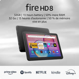 Amazon Fire HD 8 tablet, 8” HD Display, 3GB RAM, 32GB, designed for portable entertainment, Black, (2024 release)