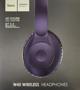 Hoco W45 On Ear Bluetooth 5.3 Wireless HiFi Headphones 46 Hours Call / Music Time - Blue Black - New