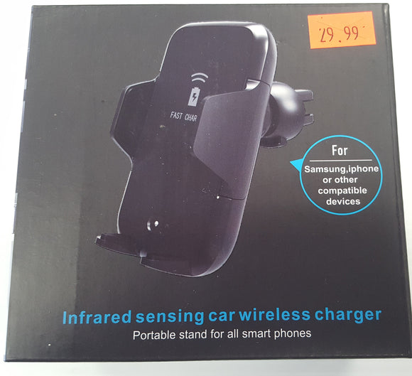 Generic Infrared sensing Car Wireless Charger for  QI Compliant cellphones Model D1 - Black