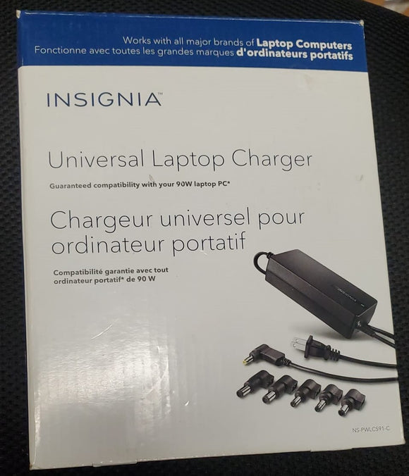 Insignia Universal Laptop Charger (NS-PWLC591-C) - Black 90W  with 6 Power Tips - New