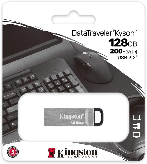 Kingston 128GB USB Drive DataTraveler Kyson Metal Housing DTKN/128GB USB 3.2/3.1/3.0/2.0 - New