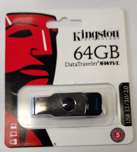 Kingston 64GB USB-A Drive DataTraveler SWIVL DTSWIVL/64G USB 3.1 - New