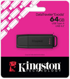 Kingston Technology 64GB Portable USB-A 3.2 Gen 1 DataTraveler Exodia Black/Black | USB 3.2 Gen 1 Flash Drive with USB-A