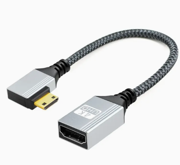 Mini HDMI angle to HDMI Adapter - Gold plated connectors - New