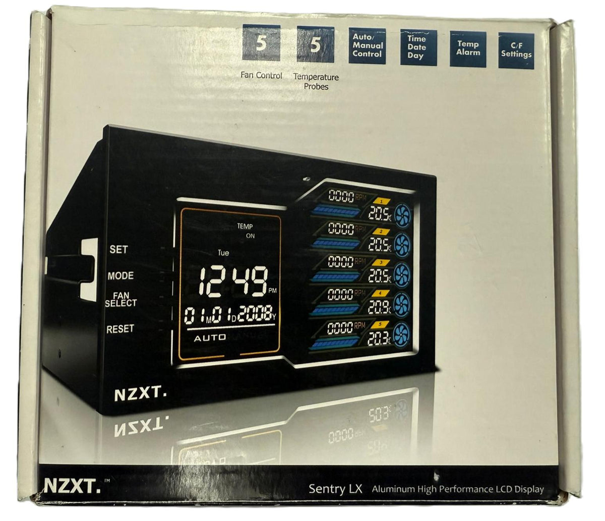 NZXT Sentry LX LCD Display System with 5 temperature probes and alarm