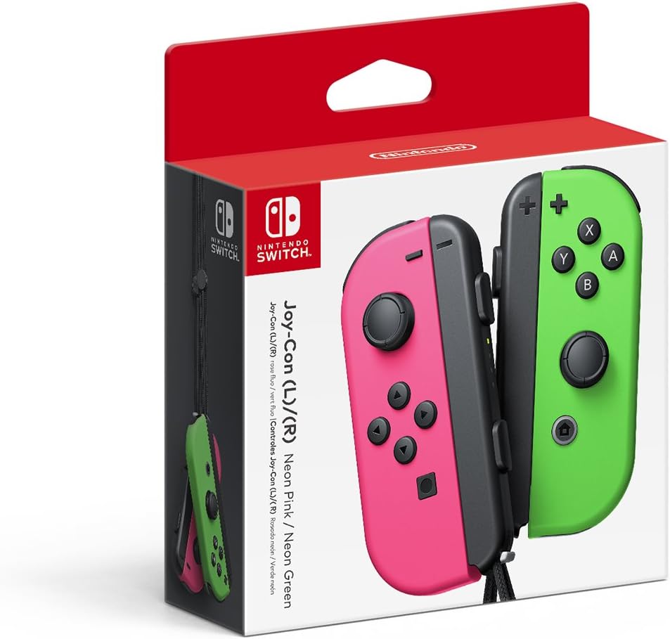Nintendo Switch Left and Right Joy-Con Controllers - Neon Red/Neon Blu