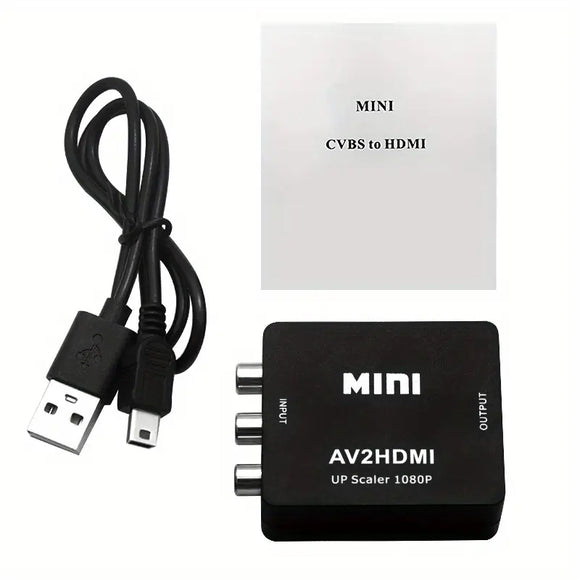 RCA AV CVBS to HDMI Adapter Full HD 1080P Video Converter for TV White/Black - New