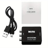 RCA AV CVBS to HDMI Adapter Full HD 1080P Video Converter for TV White/Black - New