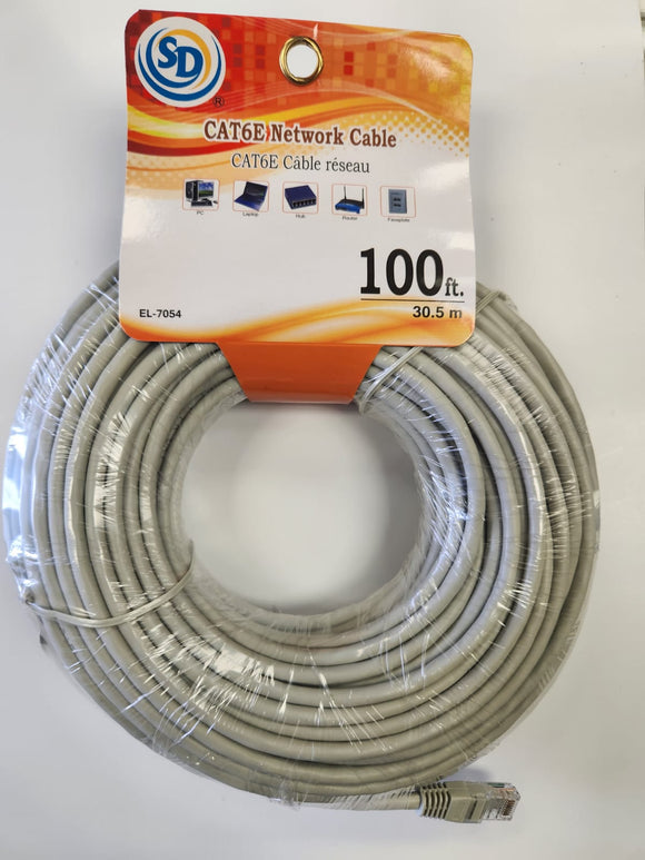 SD Ethernet LAN CAT-6E UTP Network Cable Light Beige - 100ft / 30.5m EL-7054