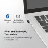TP-Link Archer T2UB Nano AC600 Dual Band USB Wifi and Bluetooth 4.2 Adapter, Wifi 2.4G/5G Dual Band for Windows