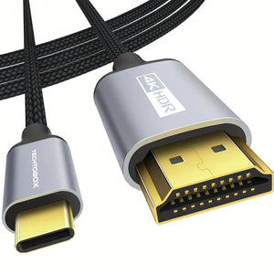 USB-C To HDMI Cable 4K@60Hz 6.6Ft Cable High-Speed USB 3.1 Type-C To HDMI 2.0 Cord For Home Office,[Thunderbolt 3/4 Compatible] for MacBook Pro/Air, Galaxy S8 To S23, IPad Pro, IMac, Surface, Dell