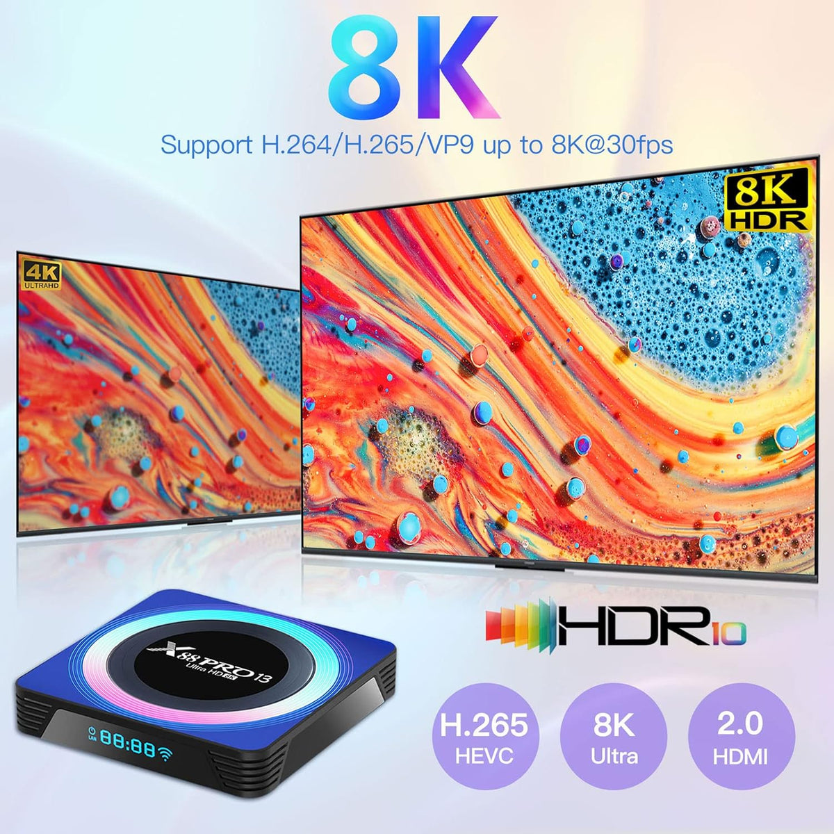 X88 pro Android TV Box 13.0, 4GB RAM 64GB ROM, Android Box 8K 4K Wi-Fi