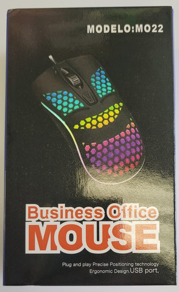 Business Office Gaming Mouse M022 3-Button Colorful Backlight Optical USB Wired - Brand New
