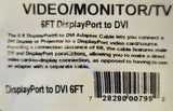 DisplayPort male to DVI-D male 6 feet Cable to connect LCD Monitor, TV - New