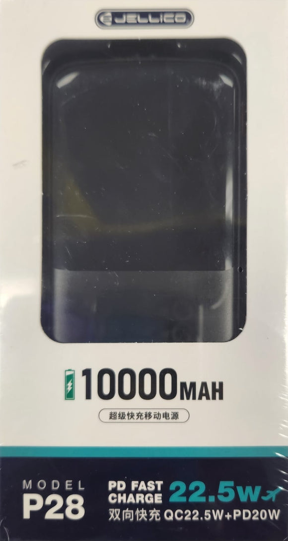 Jellico Fast Charging Power Bank 10000mAh PD Fast charger QC22.5W PD20W Output Model P28 - New
