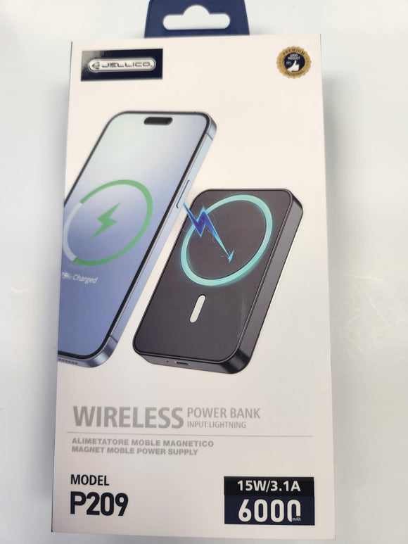 Jellico Wireless Charger Power Bank 6000mAh 15W 3.1A Output P209 - New