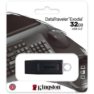 Kingston 32 GB USB-A Drive DataTraveler Exodia KC-U2G32-5R USB 3.2 Black - New