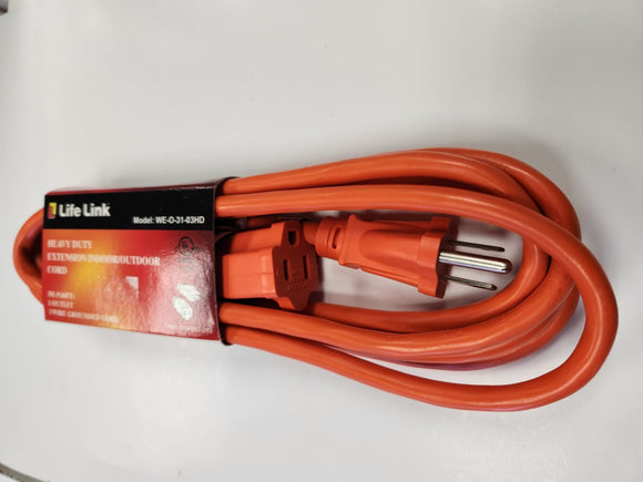 Life Link 3.0m meter 9.84 feet, 1 outlet, 3-wire Heavy Duty rounded Extension Cord