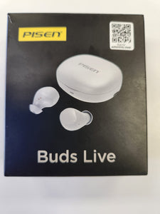 Pisen Buds Live Wireless Bluetooth Earphones with Wireless Charging Case White Model: LV08JL- New