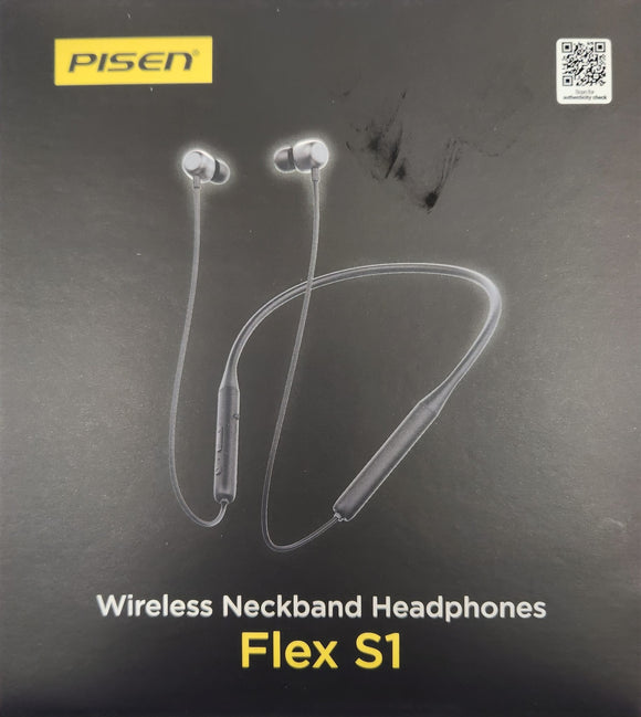 Pisen Flex S1 Wireless Bluetooth Neckband Headphones Black Model: MF-BHD01- New