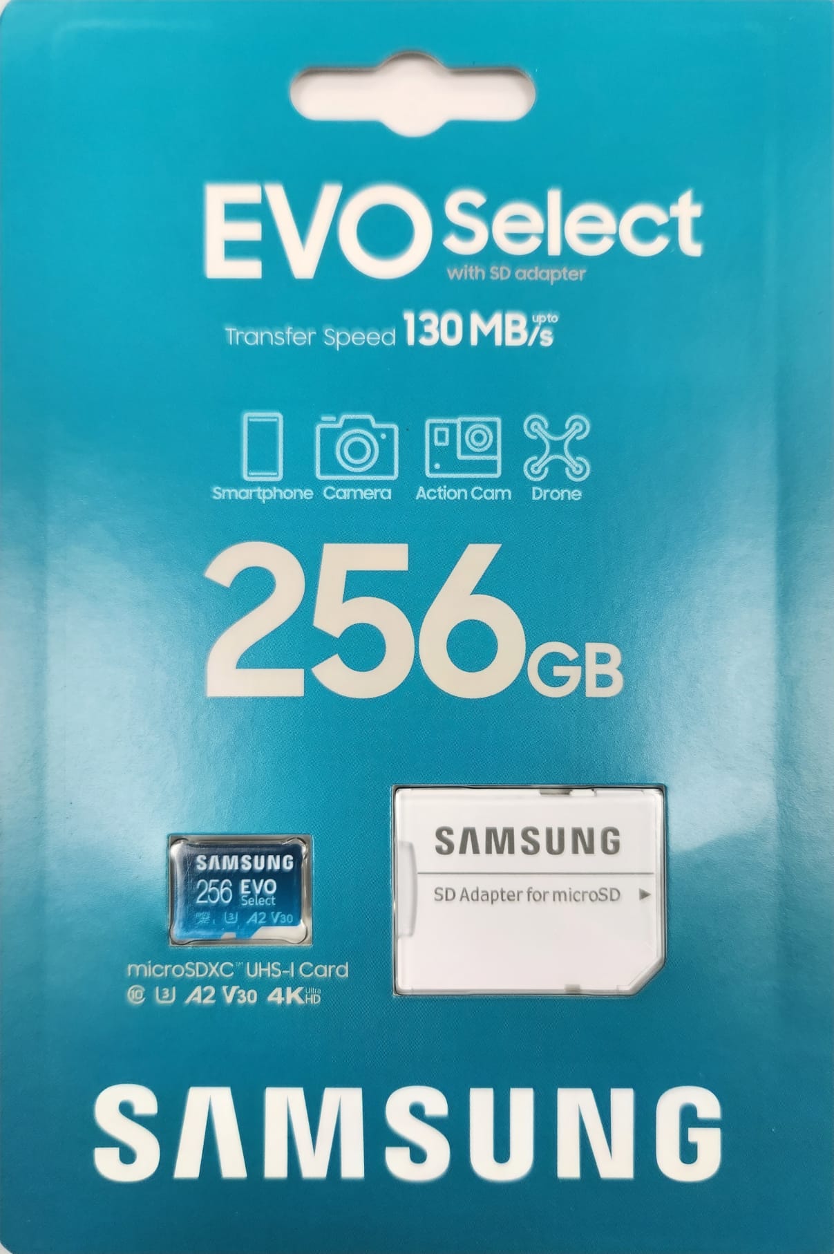 Samsung EVO Select 256 GB Micro SDXC UHS-I Class10 A2 V30 4K UHD Memor