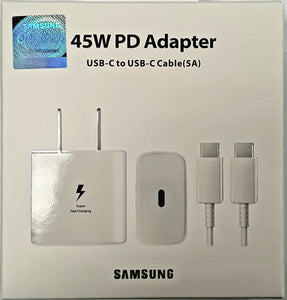 Samsung 45-Watt 5A Type-C USB-C Fast Charging AC Adapter with 1-meter USB-C to USB-C Power Cable