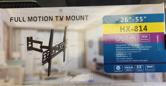 SD TV Wall Mount Full Motion Swivel 180 Degrees for LCD, LED, Plasma TVs  26