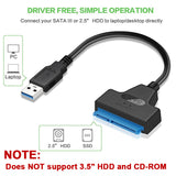 USB-C to 2.5" SATA-3 22-pin to connect Hard Drive, SSD Adapter for PCs, Laptop, TV, Android - New