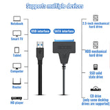 USB-C to 2.5" SATA-3 22-pin to connect Hard Drive, SSD Adapter for PCs, Laptop, TV, Android - New