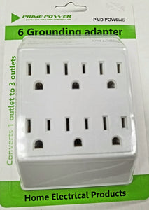 6 Grounding Adapter Converts 1 outlet to 6 outlets