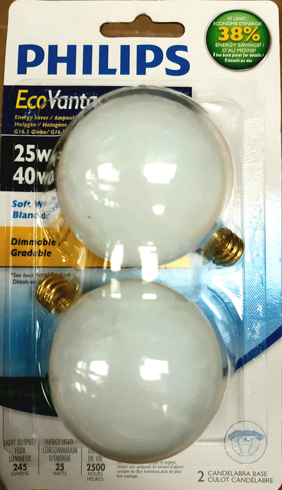 Philips Ecovantage 25W Halogen Light Bulbs - White