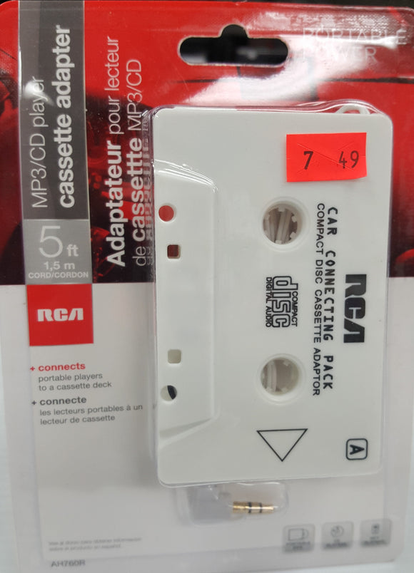 RCA Car Cassette Adapter - Connects with 3.5mm Jack to Portable players - BRAND NEW - Razzaks Computers - Great Products at Low Prices