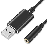 USB Sound Card Adapter to 3.5mm Jack Audio adapter for Laptop, PC, PS4 headset / Speaker / Microphone, 2 in 1 Connector - New