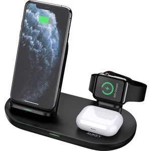 AUKEY Aircore 3-in-1 Wireless Charging Station for Cell Phones, Watches, Earphones Vertical/Horizontal Stand