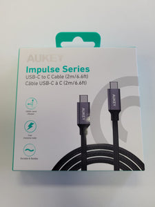 Aukey Impulse Series Fast PD Charging breaded Cable USB Type-C to Type-C - Model CB-CD6 2 meter / 6.6ft Cable