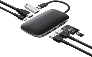 Aukey Unity Series 7-in-1 USB-C Type-C Hub with 100W PD 3 USB-A 3.0 Ports, 4K HDMI, SD/TF Card Slots