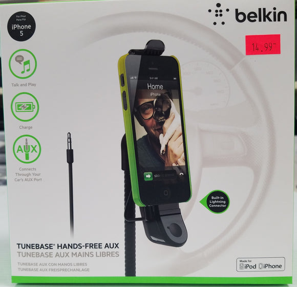 Belkin iPhone 5, 5s, 5c iPod Touch TuneBase Hands-Free AUX & car holder with charger - New - Razzaks Computers - Great Products at Low Prices